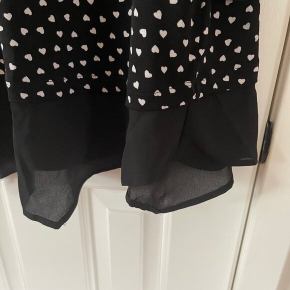 New Adrianna Papell Plus Black and Ivory Heart Print Blouse Size 3X - Picture 2 of 16